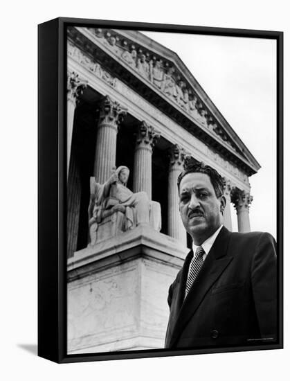 NAACP Chief Counsel Thurgood Marshall in Serious Portrait Outside Supreme Court Building-Hank Walker-Framed Premier Image Canvas