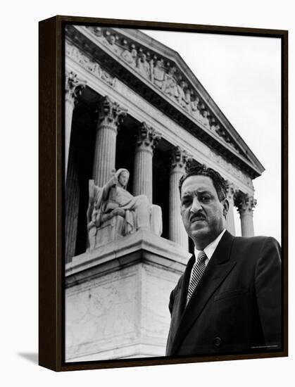 NAACP Chief Counsel Thurgood Marshall in Serious Portrait Outside Supreme Court Building-Hank Walker-Framed Premier Image Canvas