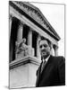 NAACP Chief Counsel Thurgood Marshall in Serious Portrait Outside Supreme Court Building-Hank Walker-Mounted Premium Photographic Print
