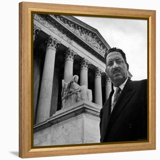 NAACP Chief Counsel Thurgood Marshall Standing on Steps of the Supreme Court Building-Hank Walker-Framed Premier Image Canvas