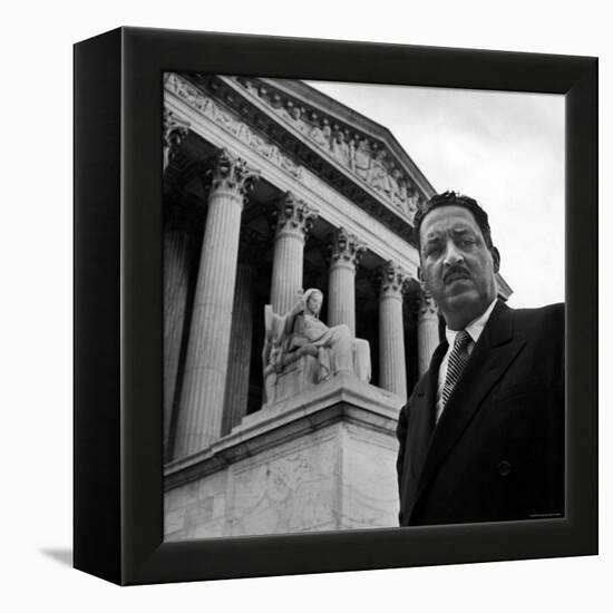 NAACP Chief Counsel Thurgood Marshall Standing on Steps of the Supreme Court Building-Hank Walker-Framed Premier Image Canvas