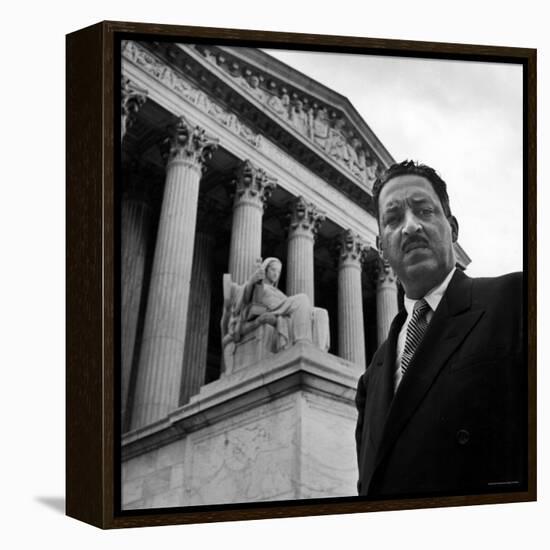 NAACP Chief Counsel Thurgood Marshall Standing on Steps of the Supreme Court Building-Hank Walker-Framed Premier Image Canvas