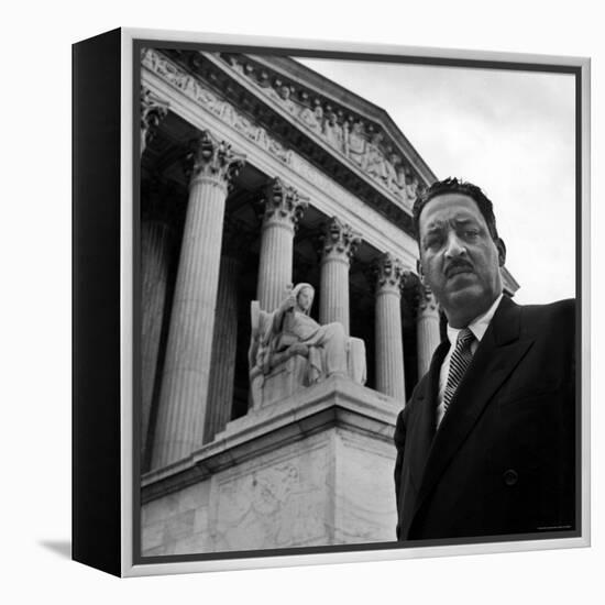 NAACP Chief Counsel Thurgood Marshall Standing on Steps of the Supreme Court Building-Hank Walker-Framed Premier Image Canvas