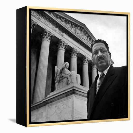 NAACP Chief Counsel Thurgood Marshall Standing on Steps of the Supreme Court Building-Hank Walker-Framed Premier Image Canvas