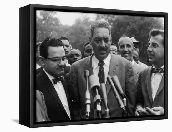 Naacp Lawyer Thurgood Marshall Speaking to the Press-Ed Clark-Framed Premier Image Canvas