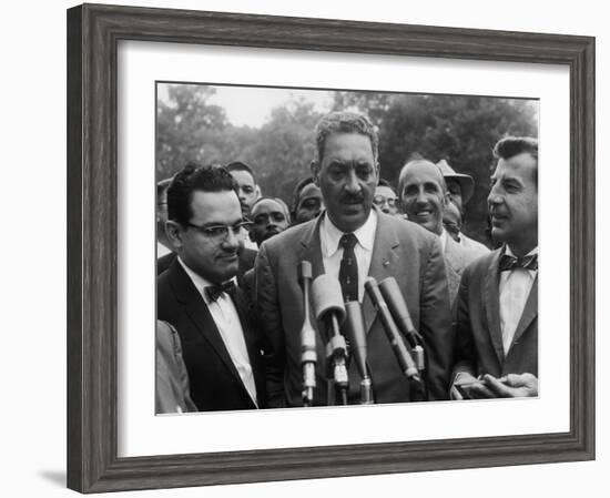 Naacp Lawyer Thurgood Marshall Speaking to the Press-Ed Clark-Framed Photographic Print