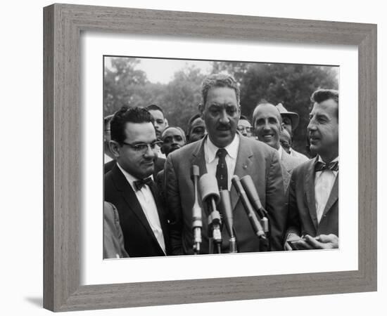 Naacp Lawyer Thurgood Marshall Speaking to the Press-Ed Clark-Framed Photographic Print