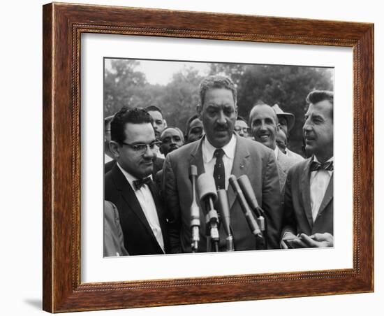 Naacp Lawyer Thurgood Marshall Speaking to the Press-Ed Clark-Framed Photographic Print