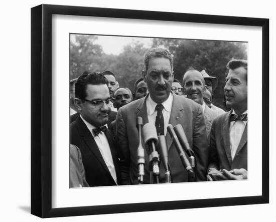 Naacp Lawyer Thurgood Marshall Speaking to the Press-Ed Clark-Framed Photographic Print