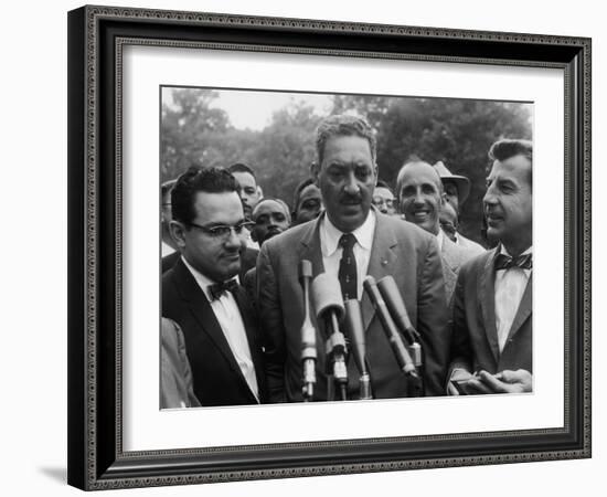 Naacp Lawyer Thurgood Marshall Speaking to the Press-Ed Clark-Framed Photographic Print