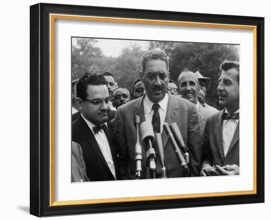 Naacp Lawyer Thurgood Marshall Speaking to the Press-Ed Clark-Framed Photographic Print