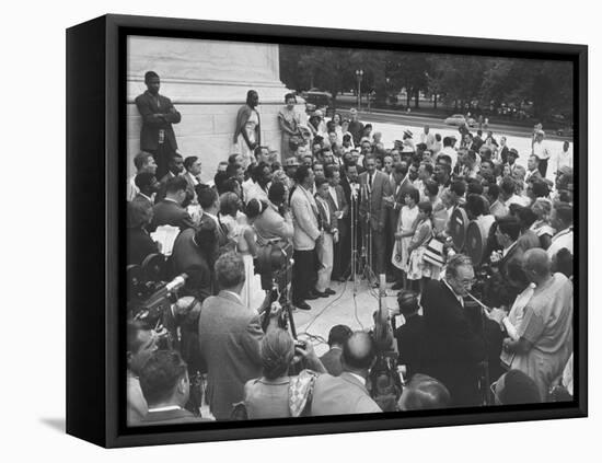 Naacp Lawyer Thurgood Marshall Speaking to the Press-Ed Clark-Framed Premier Image Canvas