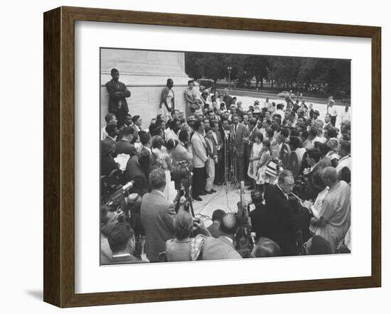 Naacp Lawyer Thurgood Marshall Speaking to the Press-Ed Clark-Framed Photographic Print