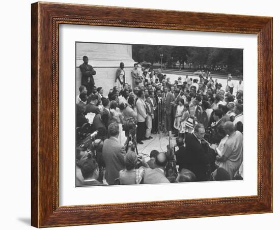 Naacp Lawyer Thurgood Marshall Speaking to the Press-Ed Clark-Framed Photographic Print