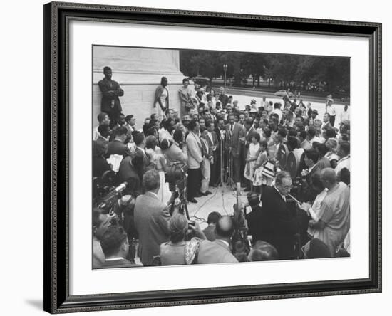 Naacp Lawyer Thurgood Marshall Speaking to the Press-Ed Clark-Framed Photographic Print