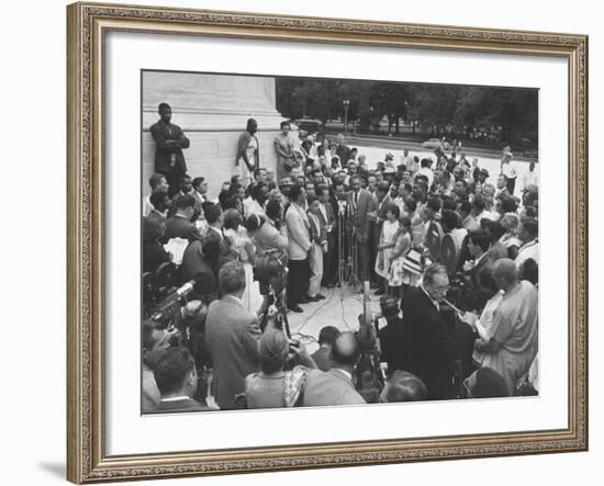 Naacp Lawyer Thurgood Marshall Speaking to the Press-Ed Clark-Framed Photographic Print