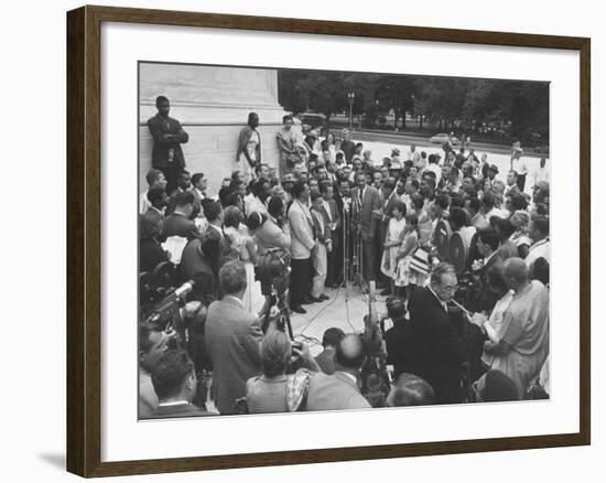 Naacp Lawyer Thurgood Marshall Speaking to the Press-Ed Clark-Framed Photographic Print