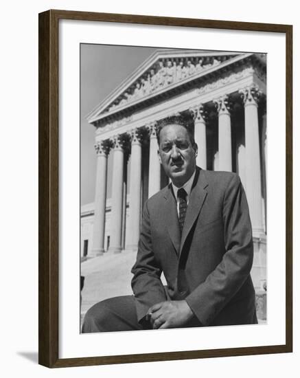 Naacp Lawyer Thurgood Marshall Standing in Front of the Supreme Court Building-null-Framed Premium Photographic Print