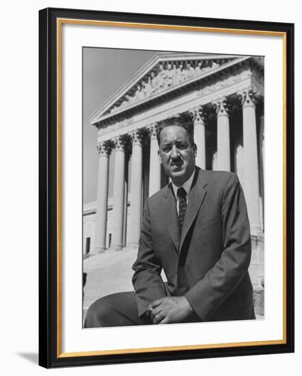 Naacp Lawyer Thurgood Marshall Standing in Front of the Supreme Court Building-null-Framed Premium Photographic Print