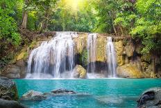 Waterfall with Wood Bridge-Nachai-Photographic Print