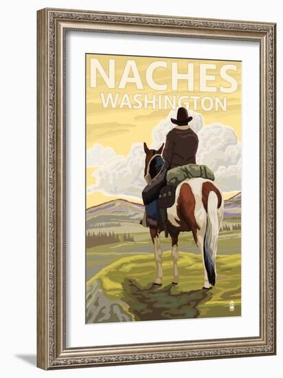 Naches, Washington - Cowboy-Lantern Press-Framed Art Print