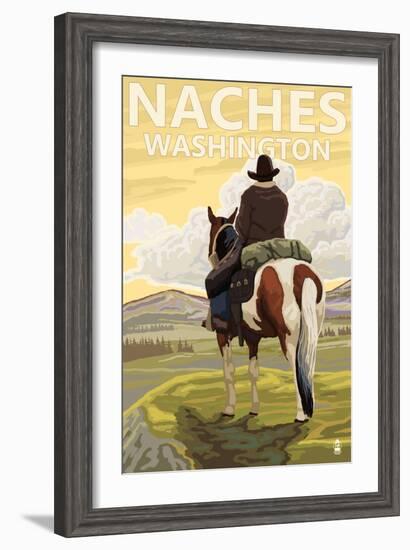 Naches, Washington - Cowboy-Lantern Press-Framed Art Print