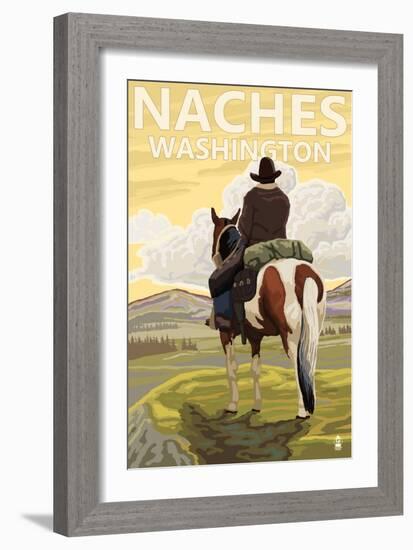 Naches, Washington - Cowboy-Lantern Press-Framed Art Print