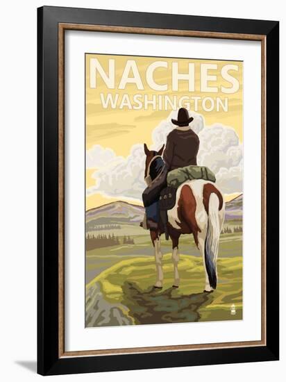 Naches, Washington - Cowboy-Lantern Press-Framed Art Print