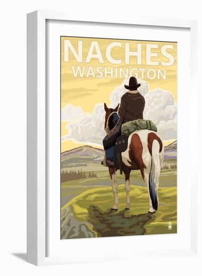 Naches, Washington - Cowboy-Lantern Press-Framed Art Print