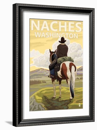 Naches, Washington - Cowboy-Lantern Press-Framed Art Print