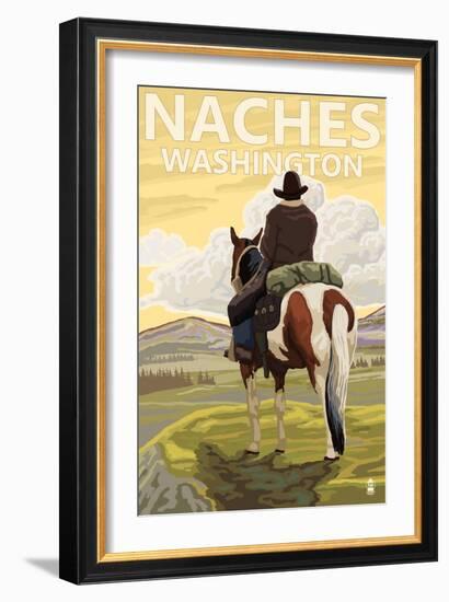 Naches, Washington - Cowboy-Lantern Press-Framed Art Print