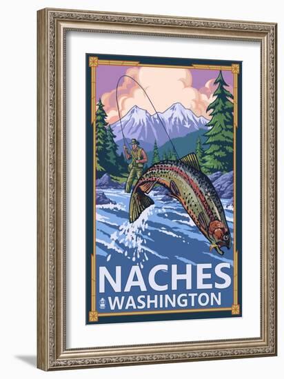 Naches, Washington - Fisherman-Lantern Press-Framed Art Print