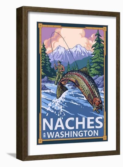 Naches, Washington - Fisherman-Lantern Press-Framed Art Print