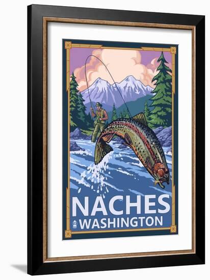 Naches, Washington - Fisherman-Lantern Press-Framed Art Print