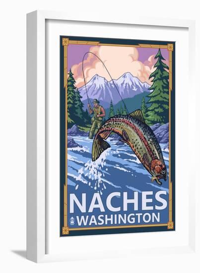 Naches, Washington - Fisherman-Lantern Press-Framed Art Print