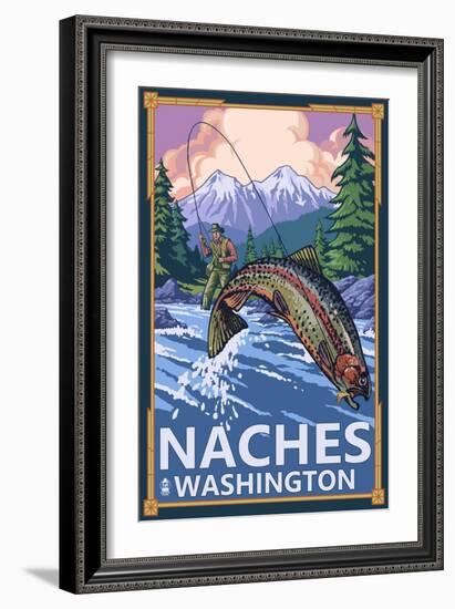 Naches, Washington - Fisherman-Lantern Press-Framed Art Print