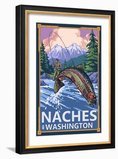 Naches, Washington - Fisherman-Lantern Press-Framed Art Print