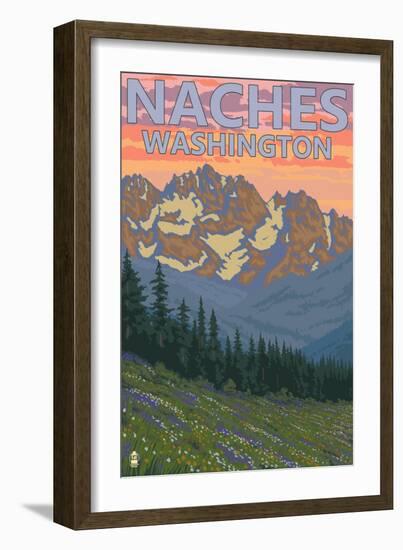 Naches, Washington - Spring Flowers-Lantern Press-Framed Art Print