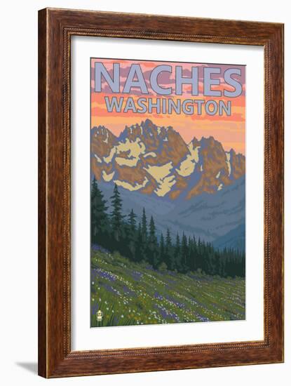 Naches, Washington - Spring Flowers-Lantern Press-Framed Art Print