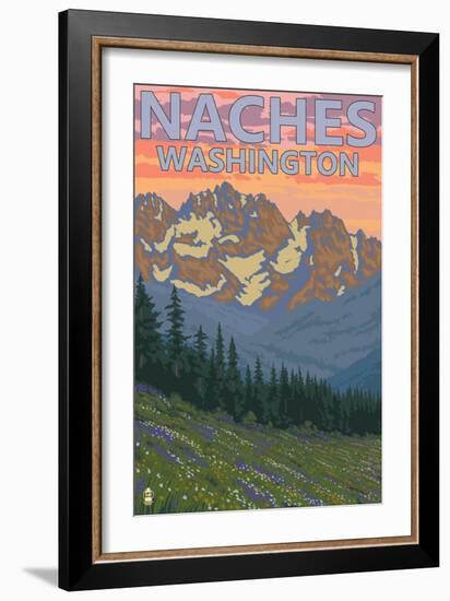 Naches, Washington - Spring Flowers-Lantern Press-Framed Art Print