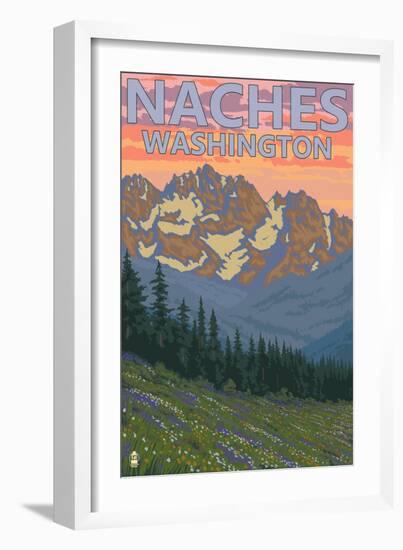 Naches, Washington - Spring Flowers-Lantern Press-Framed Art Print