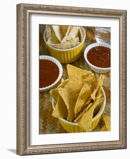 Nachos (Totopos) (Tortilla Chips) with Chili Sauce, Mexican Food, Mexico, North America-Nico Tondini-Framed Photographic Print