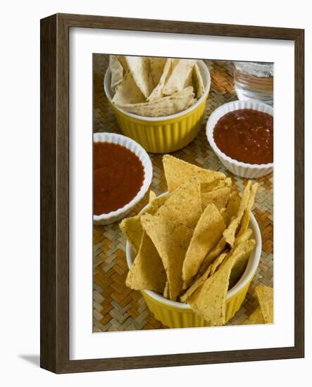 Nachos (Totopos) (Tortilla Chips) with Chili Sauce, Mexican Food, Mexico, North America-Nico Tondini-Framed Photographic Print