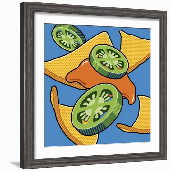 Nachos With Jalapen?os On Blue-Ron Magnes-Framed Giclee Print