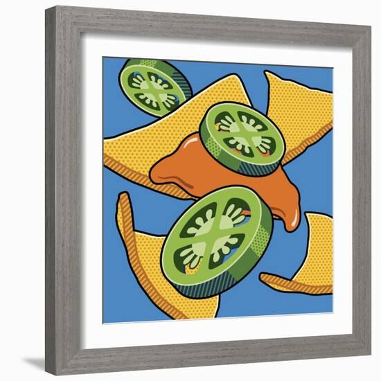 Nachos With Jalapen?os On Blue-Ron Magnes-Framed Giclee Print