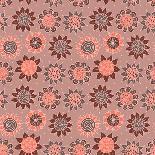 Brown and Orange Doodle Seamless Flower Pattern-nad_o-Art Print