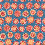 Brown and Orange Doodle Seamless Flower Pattern-nad_o-Art Print