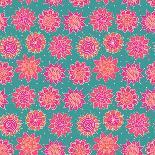 Pink and Green Doodle Seamless Flower Pattern-nad_o-Art Print