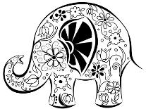 Silhouette Of An Elephant Painted By Flowers-nad_o-Art Print