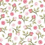 Vector Seamless Pattern with White and Pink Flowers.-Naddiya-Art Print